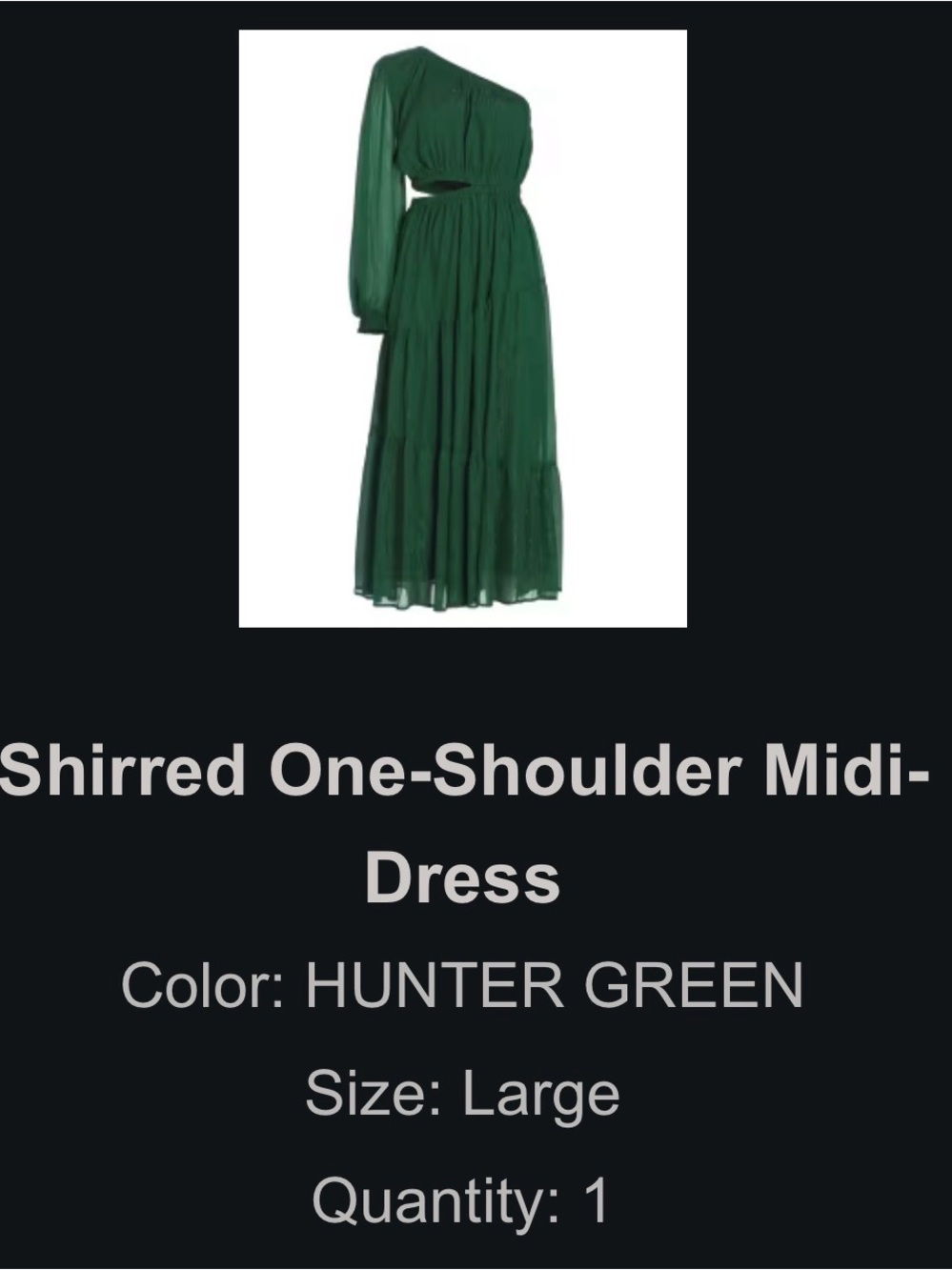 Moon River Emerald One-Shoulder Long Sleeve MIDI Dress Size Large - Picture 3 of 3